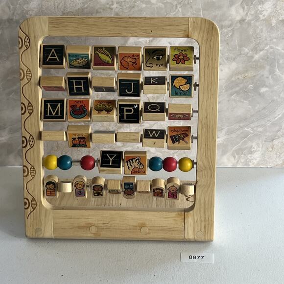 Wooden Alphabet Abacus ABCs Numbers Learning Activity Center Educational Toy - Picture 9 of 9